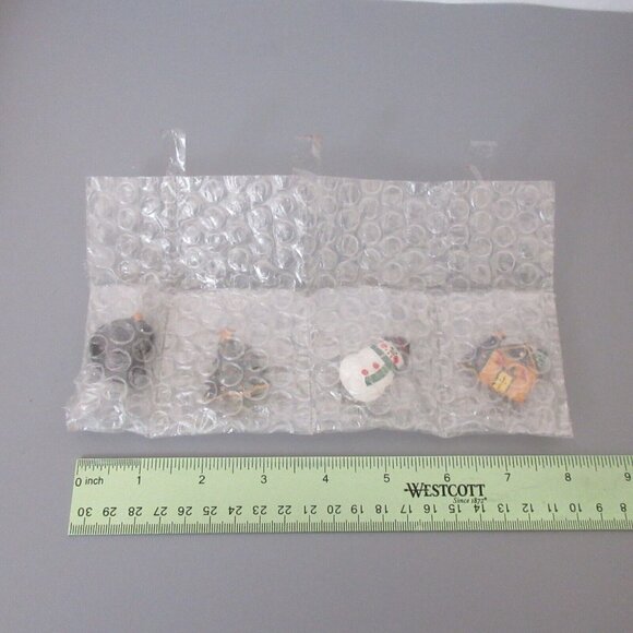 3 VINTAGE Christmas 1.5" Button Covers Snowman Christmas Tree & House + Bird Pin - Picture 8 of 8